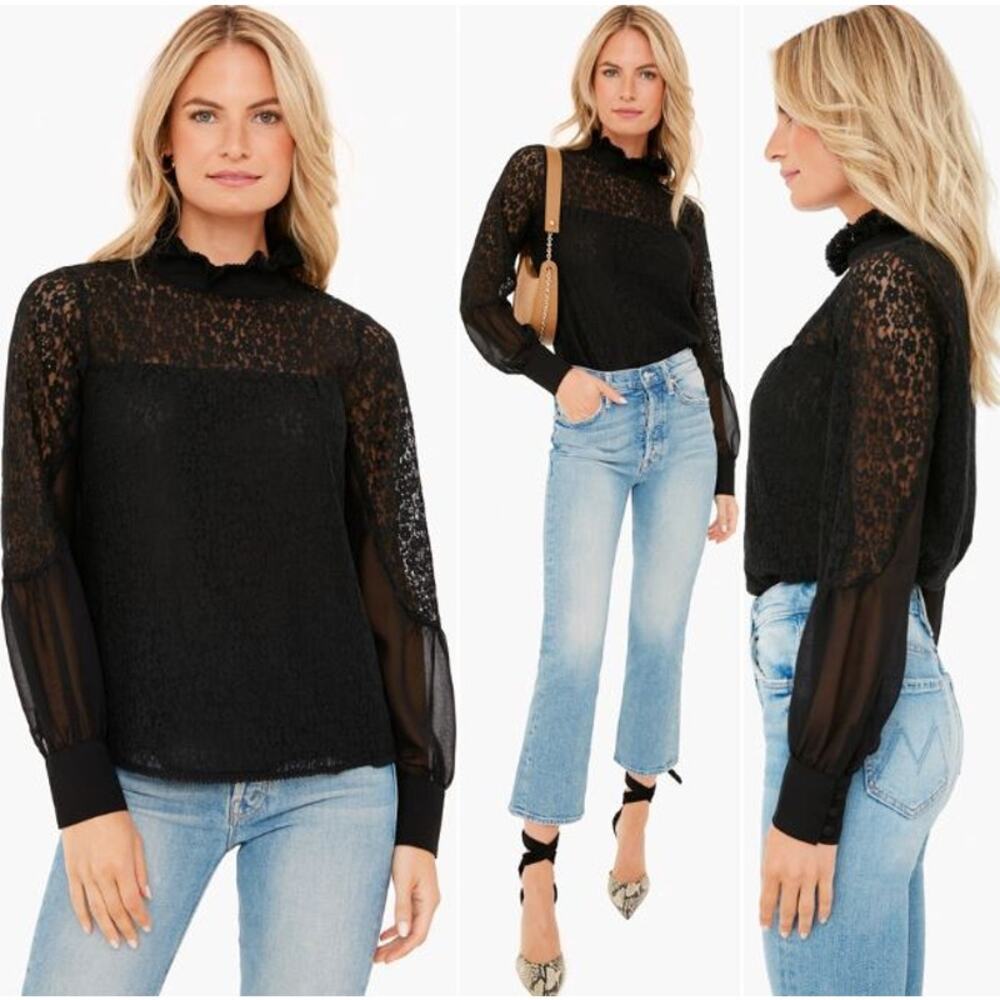 Tuckernuck Rosalee Blouse Black Lace Witchy Victorian XS